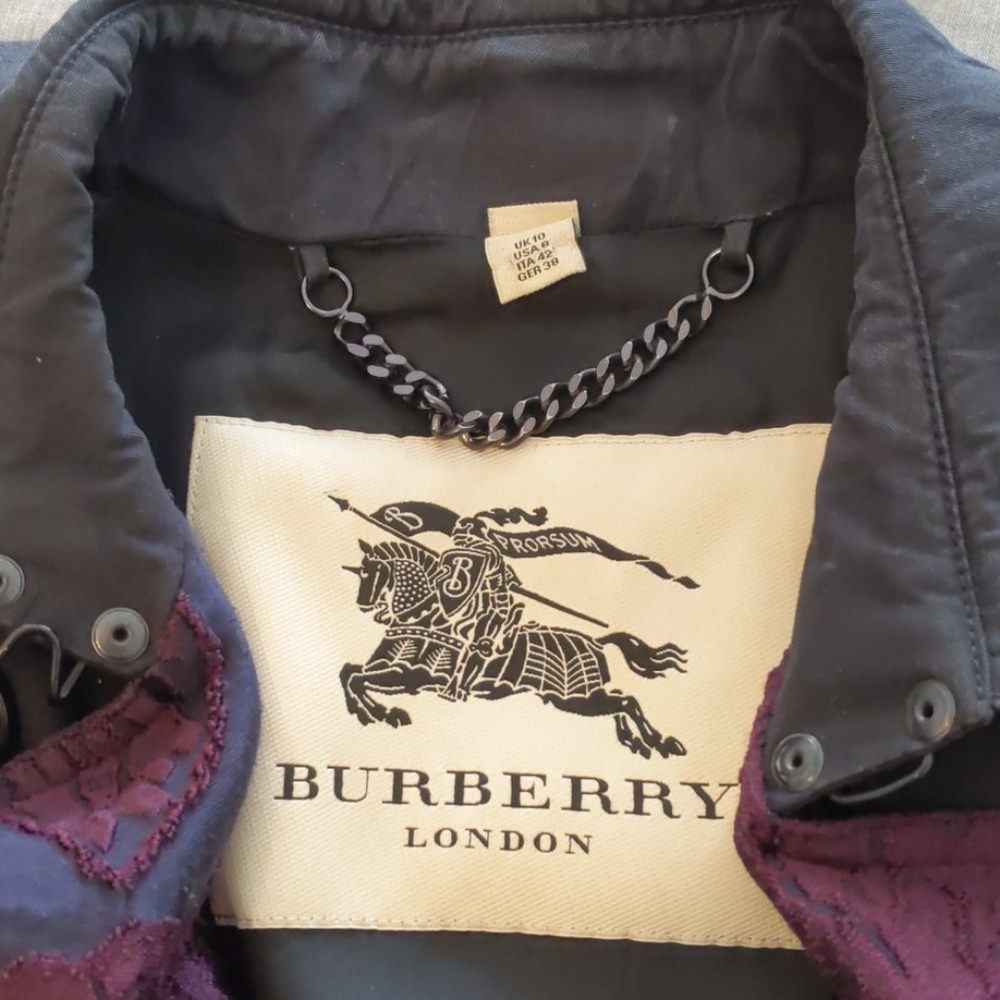 Burberry london trench coat navy with purple lace